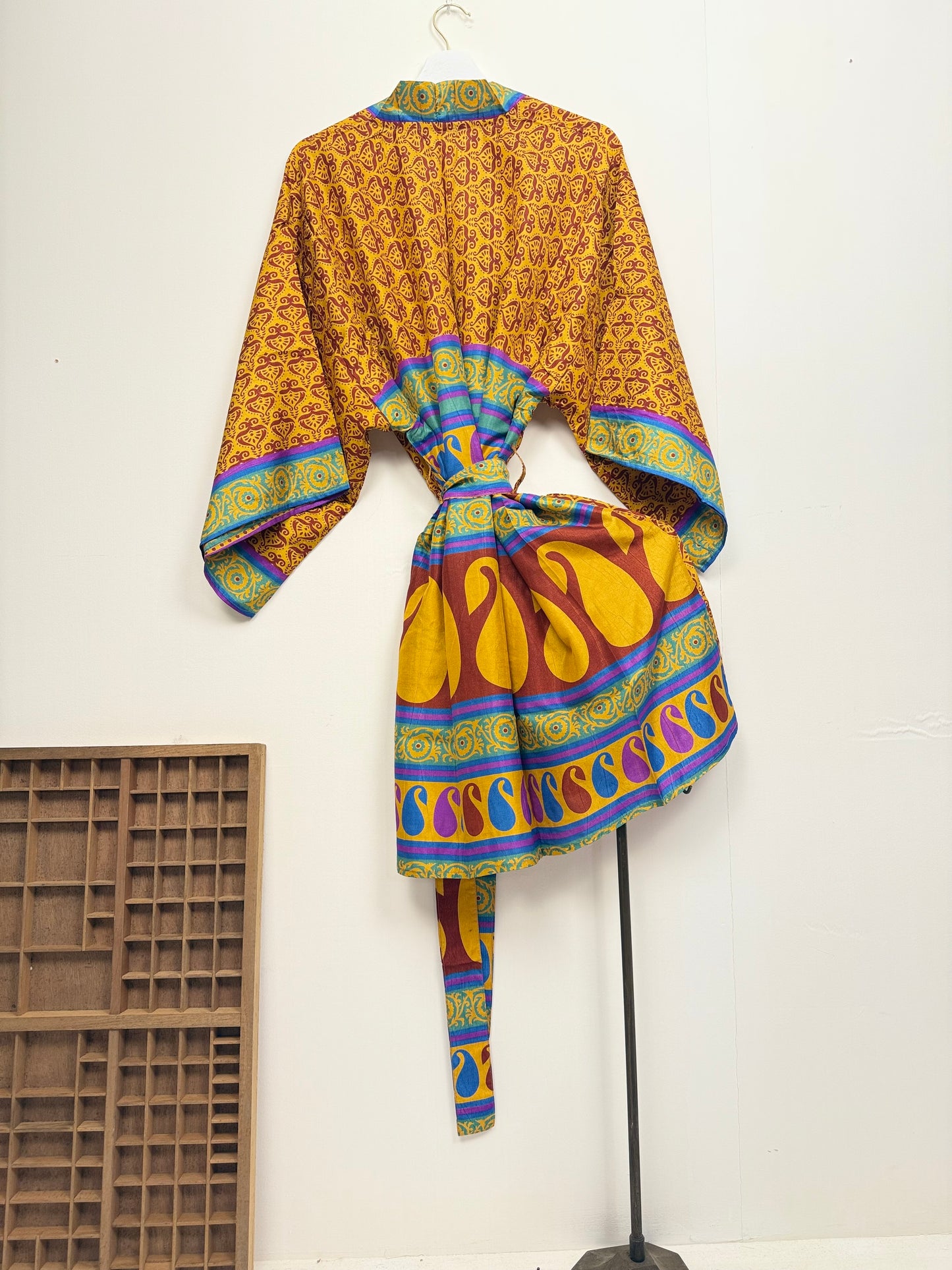 Vintage Saree Silk Kimono / Duster - Short