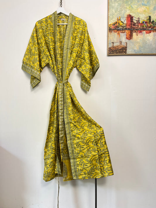 Vintage Saree Silk Kimono / Duster - Long