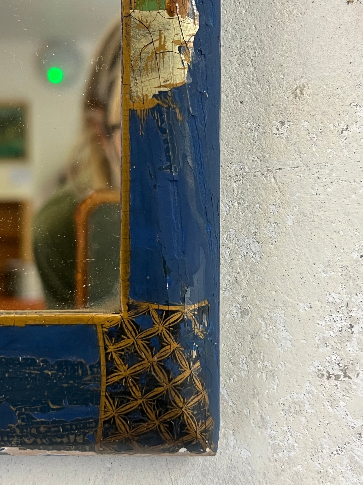 Early 20thC Blue Lacquered Chinoiserie Mirror