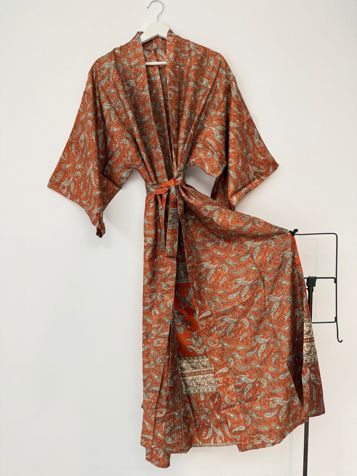 Vintage Saree Silk Kimono / Duster - Long