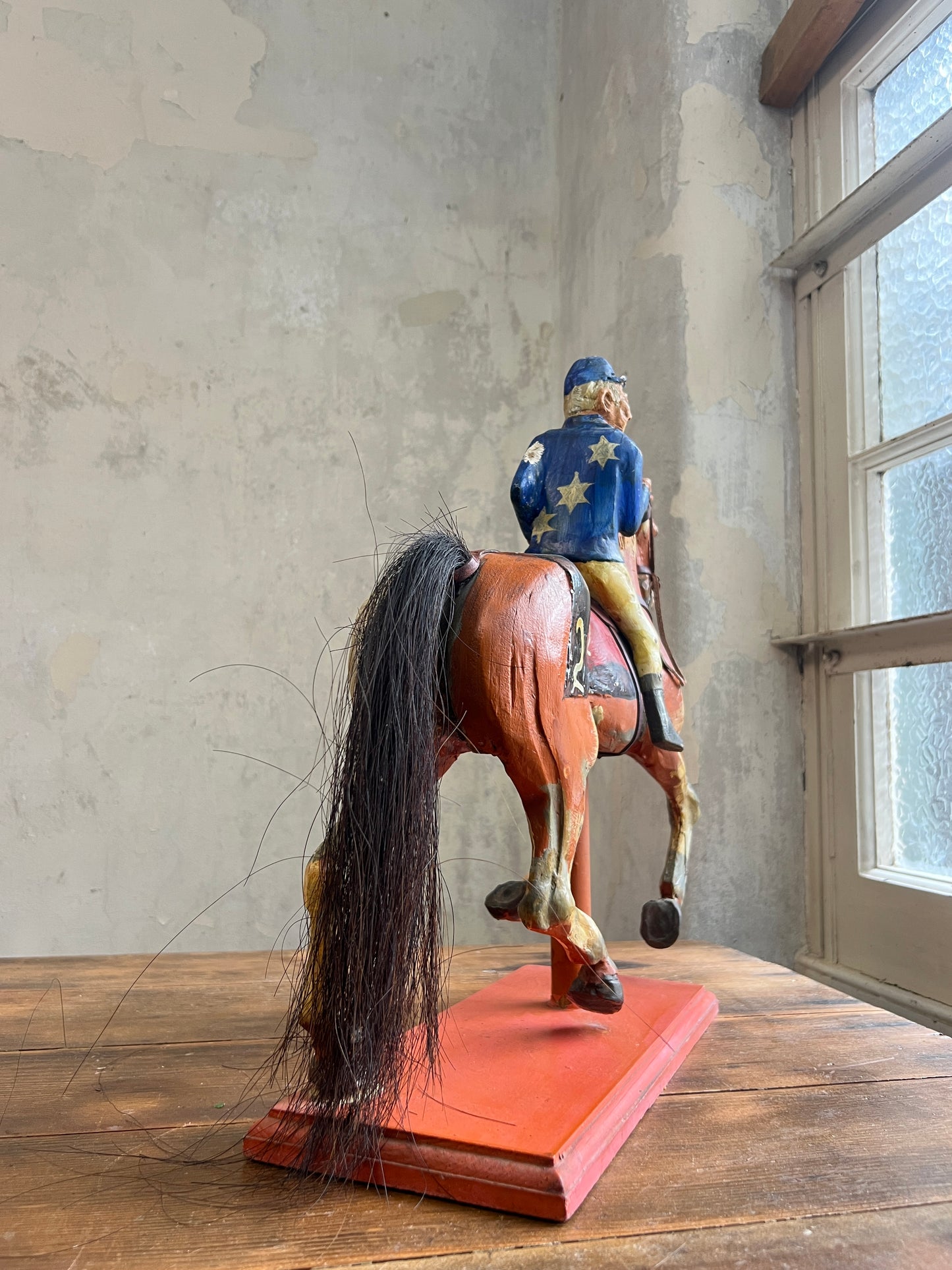 Wooden Fairground Racehorse & Jockey - Provenance Cottle's Circus