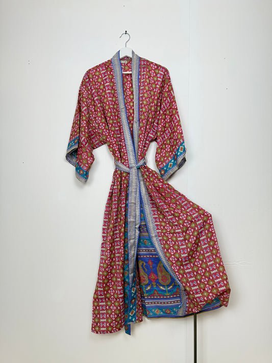 Vintage Saree Silk Kimono / Duster - Long