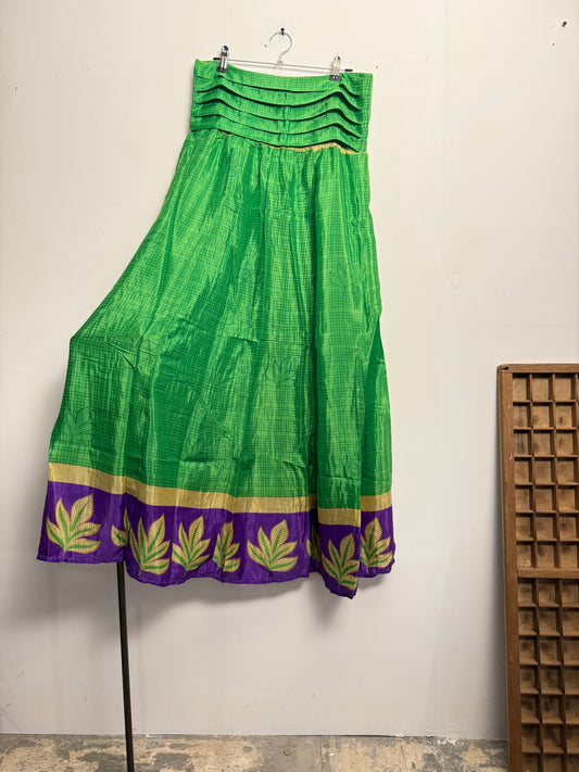 Vintage Saree Silk Pleated Skirt