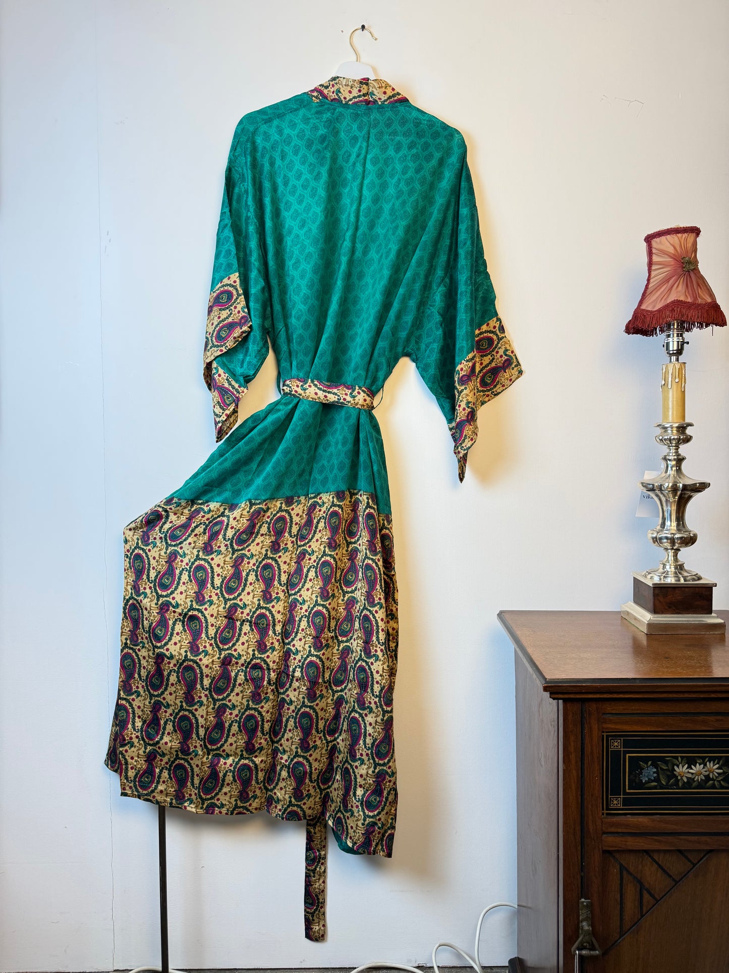Vintage Saree Silk Kimono / Duster - Long