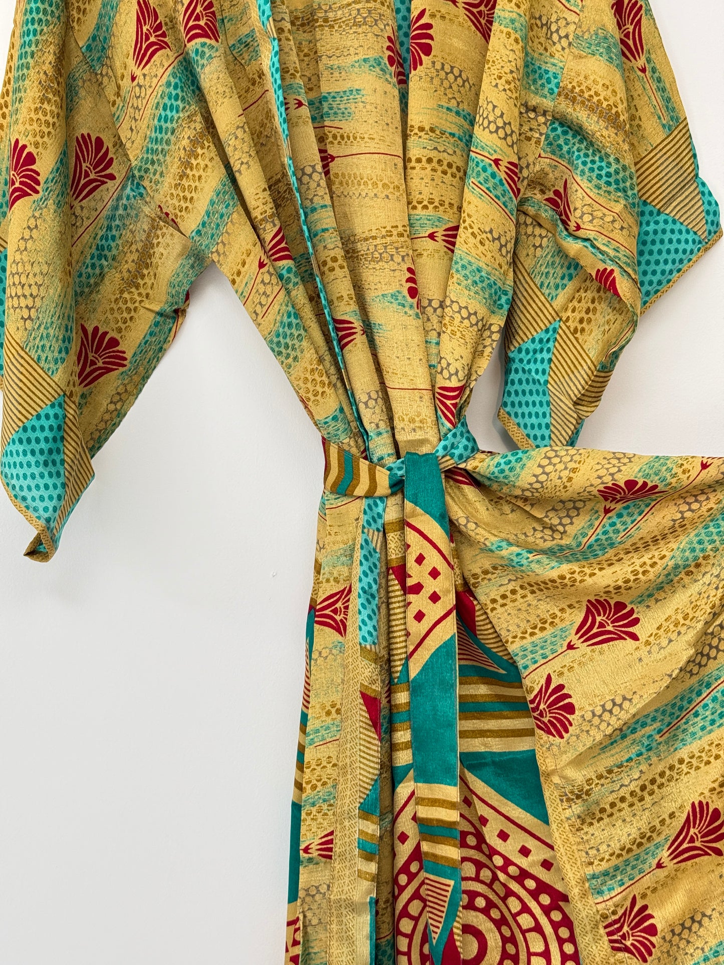 Vintage Saree Silk Kimono / Duster - Long