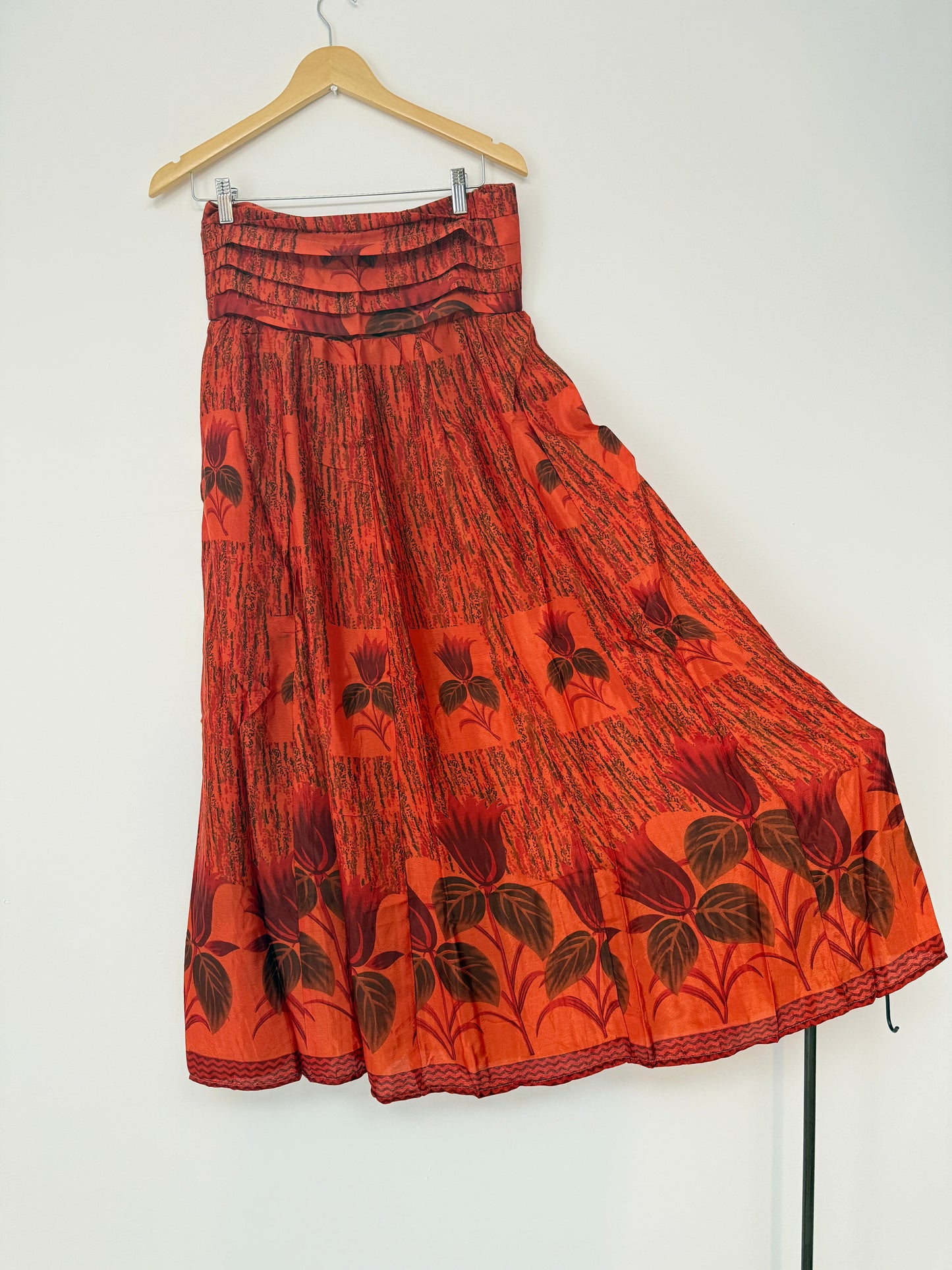 Vintage Saree Silk Pleated Skirt
