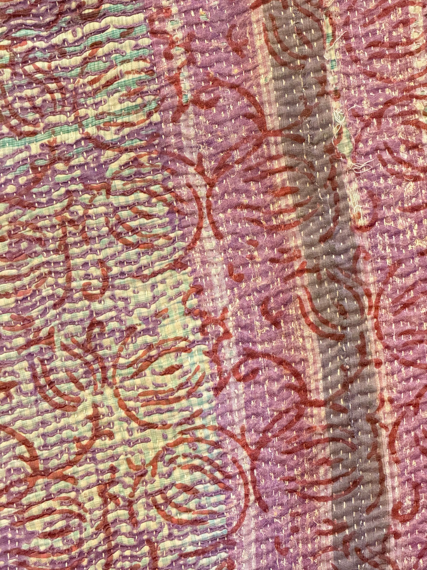 A Finestitch Kantha Quilt with Bagru over-print