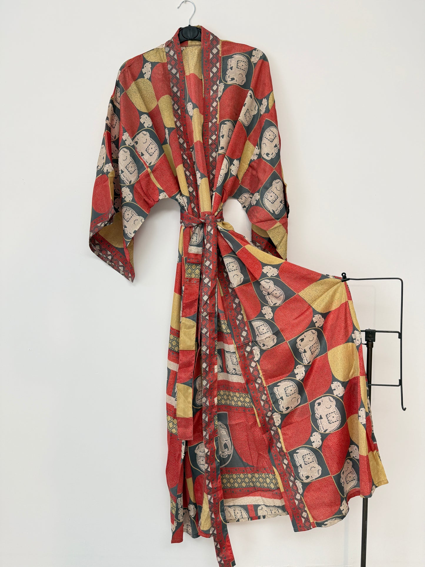 Vintage Saree Silk Kimono / Duster - Long