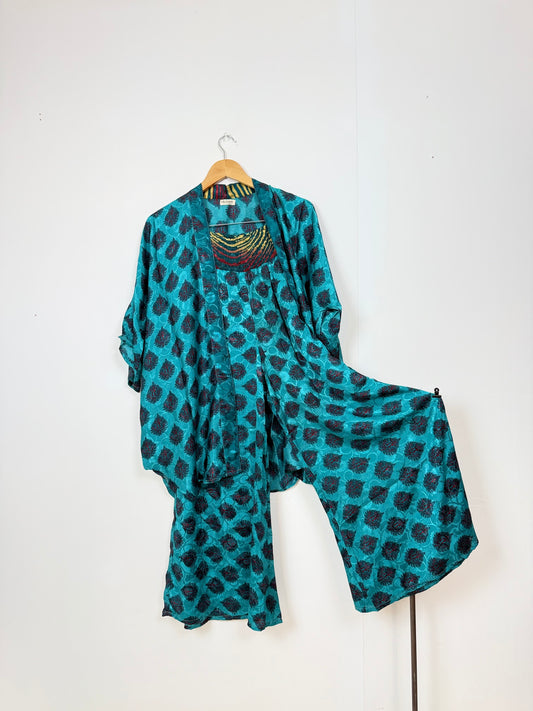 Vintage Saree Silk Trousers & Shirt Co-ordinated Set
