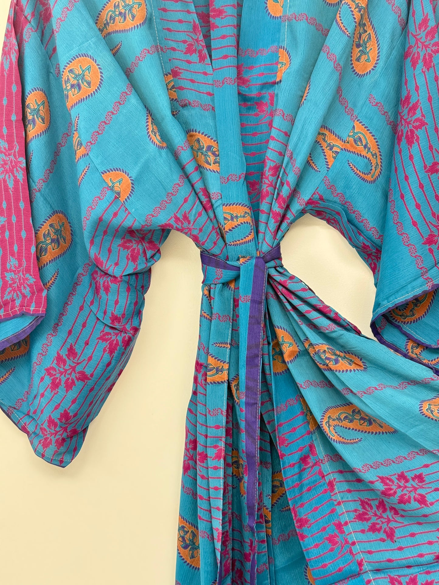 Vintage Saree Silk Kimono / Duster - Short