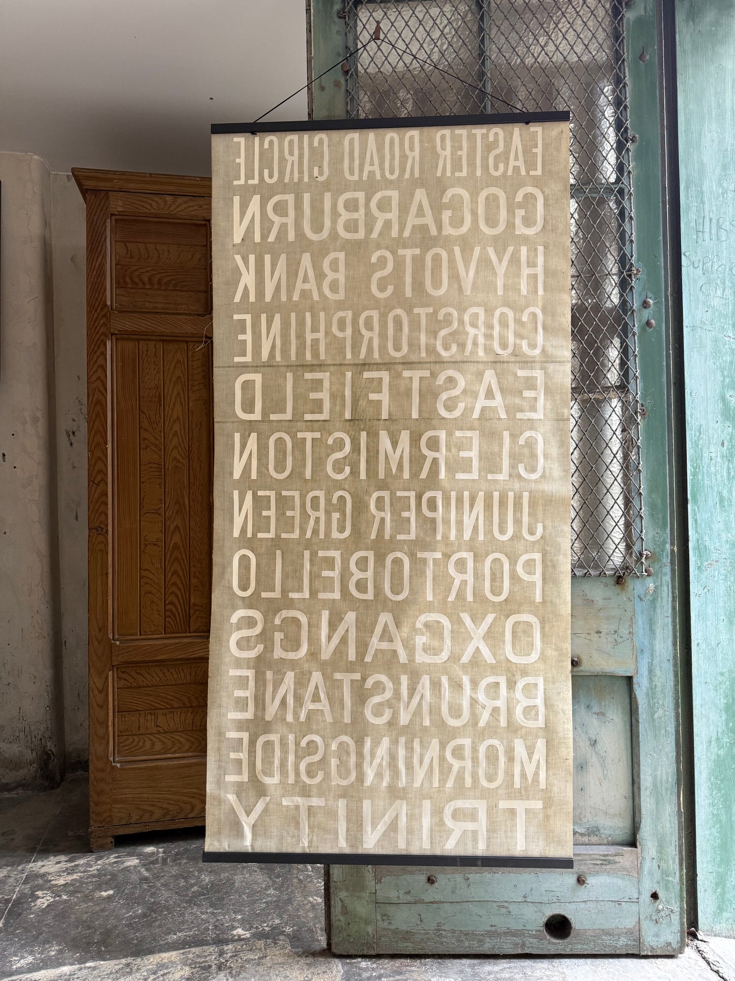 1950’s Linen Destination Bus Blind - Edinburgh - Easter Road to Trinity