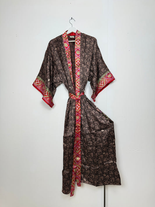 Vintage Saree Silk Kimono / Duster - Long