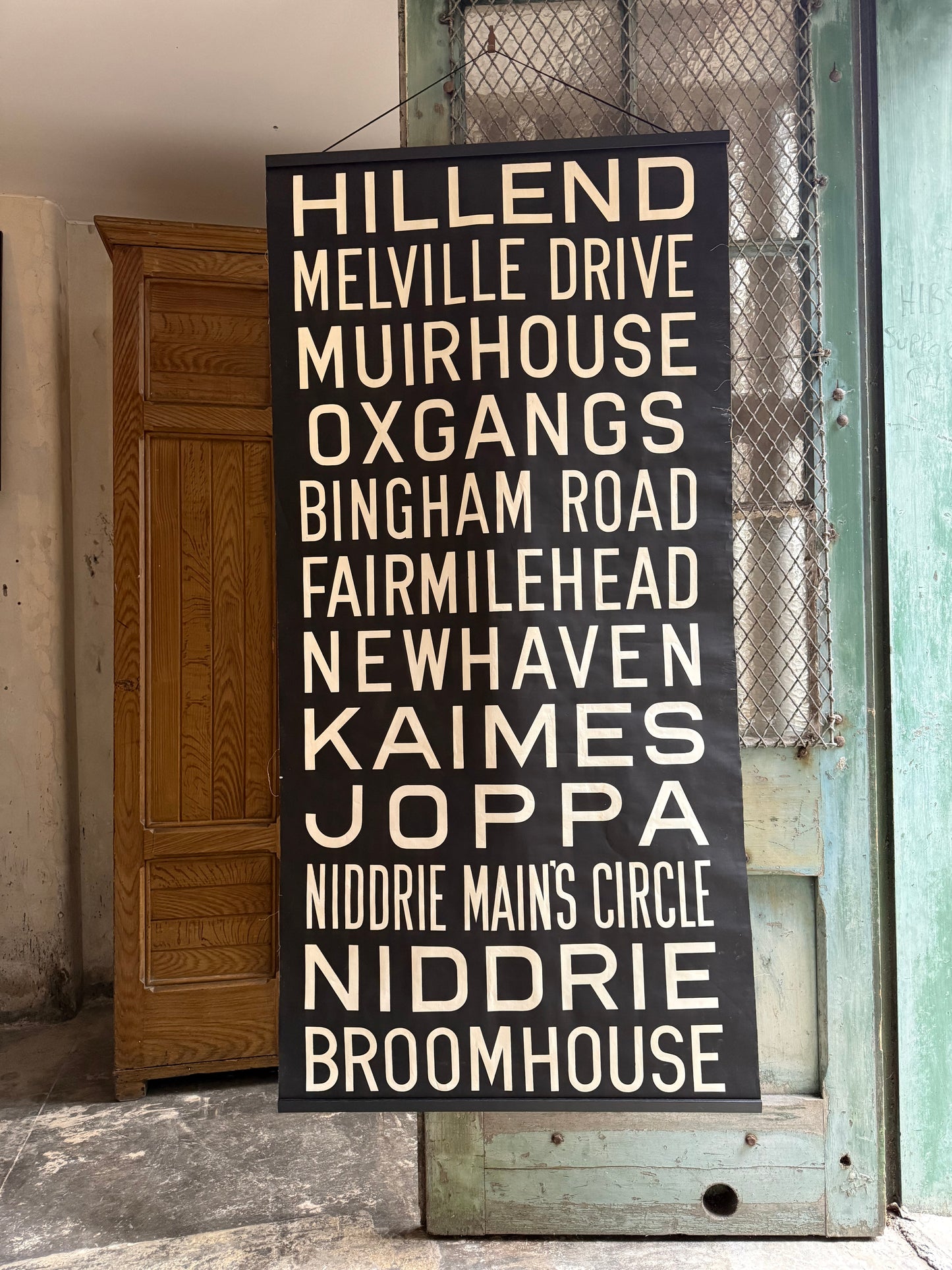 1950’s Linen Destination Bus Blind - Edinburgh - 
Hillend to Broomhouse