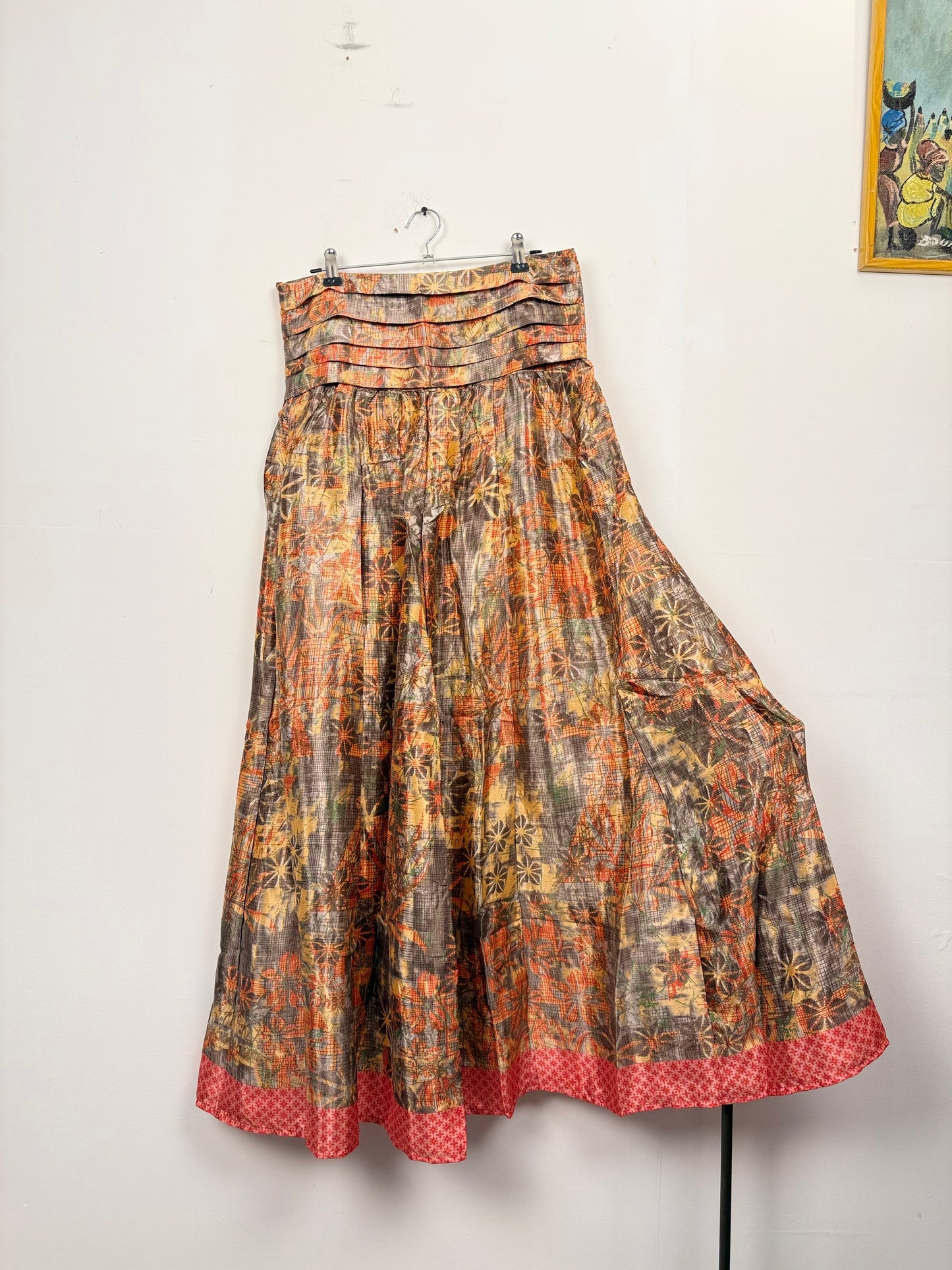 Vintage Saree Silk Pleated Skirt