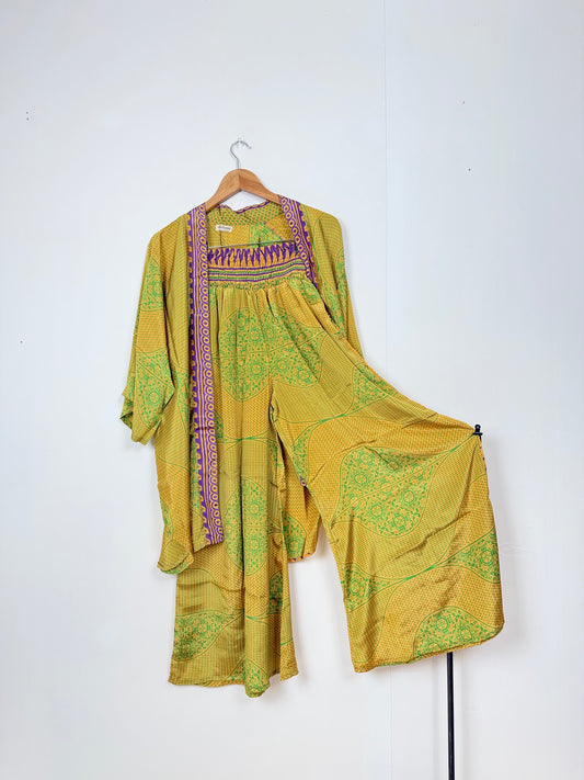 Vintage Saree Silk Trousers & Shirt Co-ordinated Set