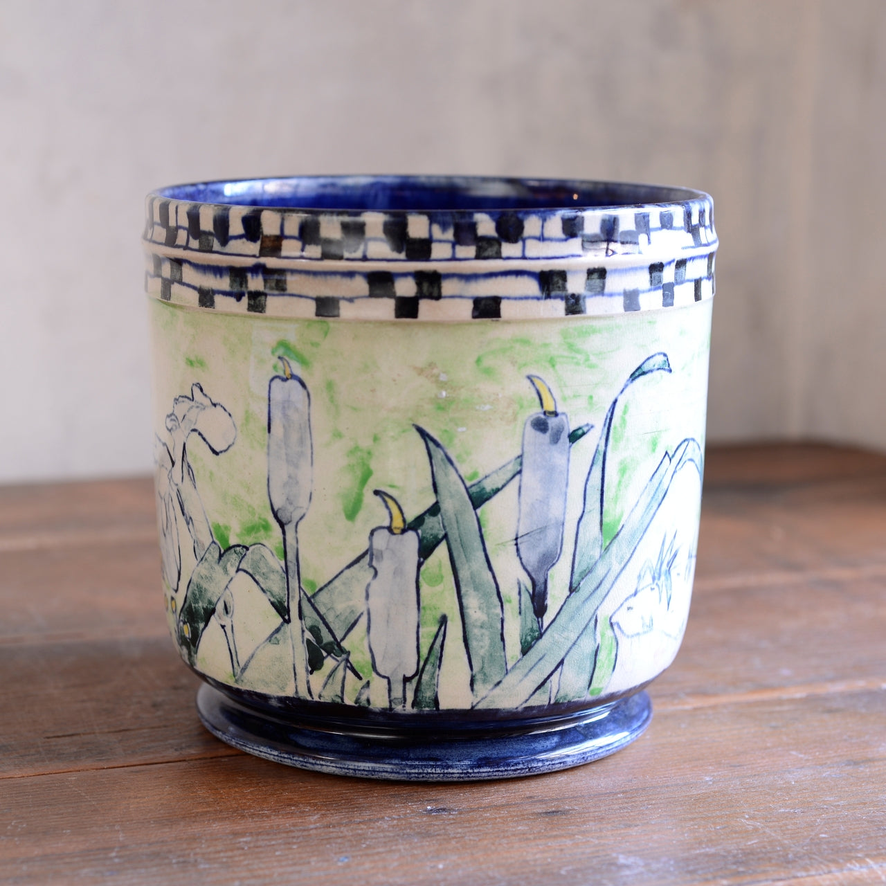 Scottish Pottery Jardiniere signed M.R. Steel c1916