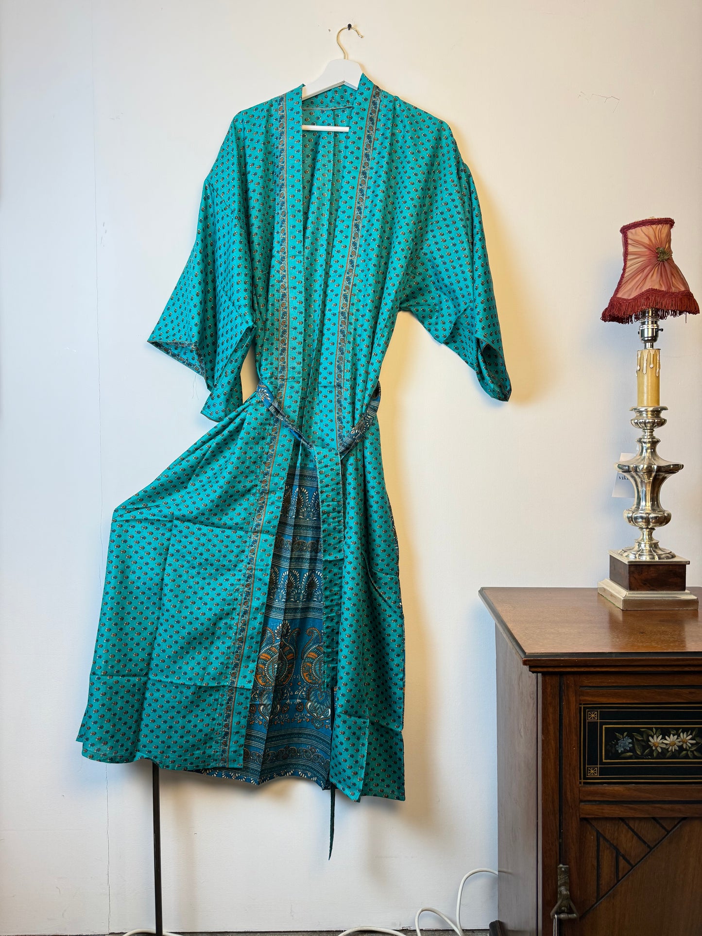 Vintage Saree Silk Kimono / Duster - Long