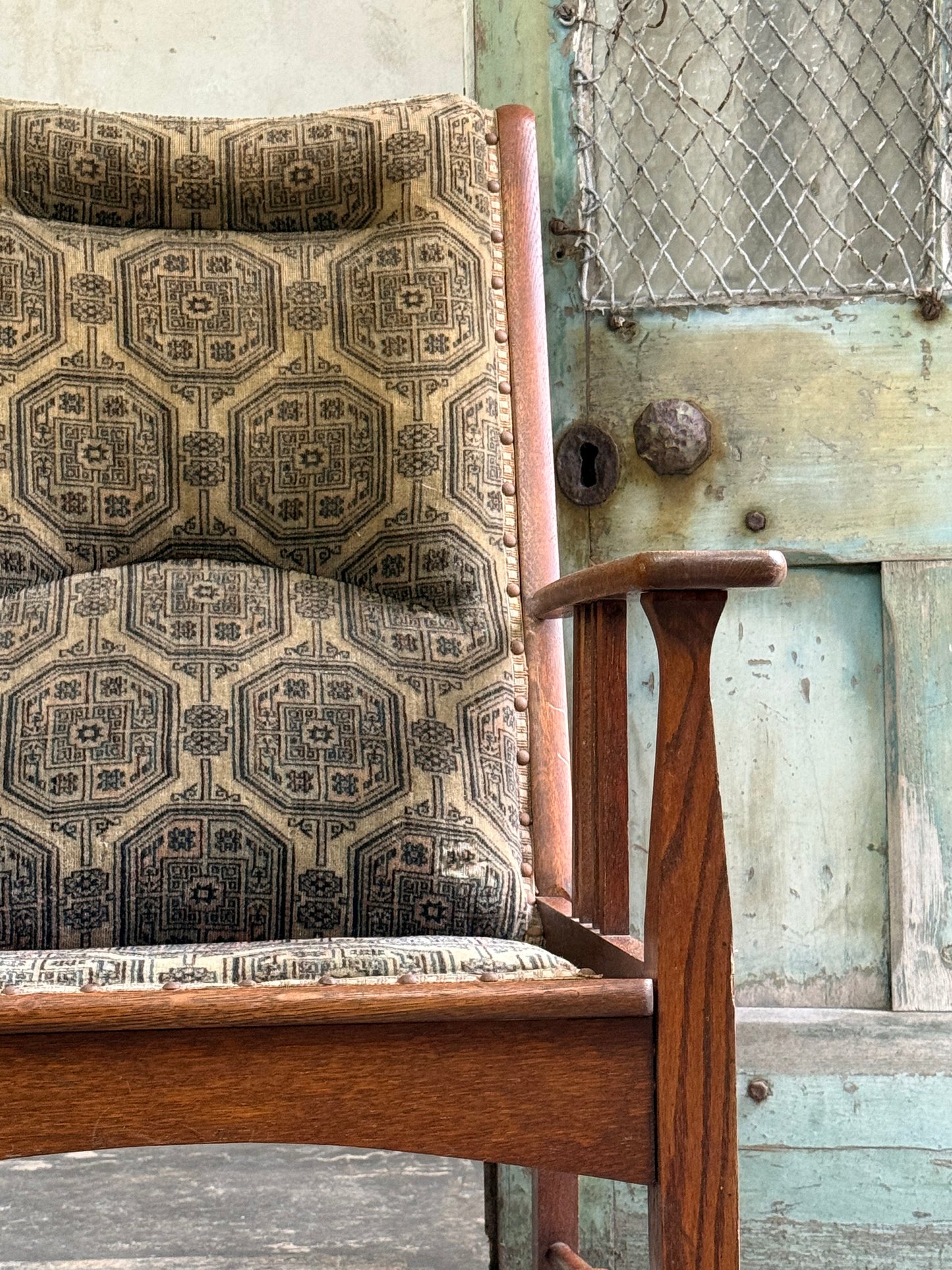 Arts and Crafts Oak Framed Armchair