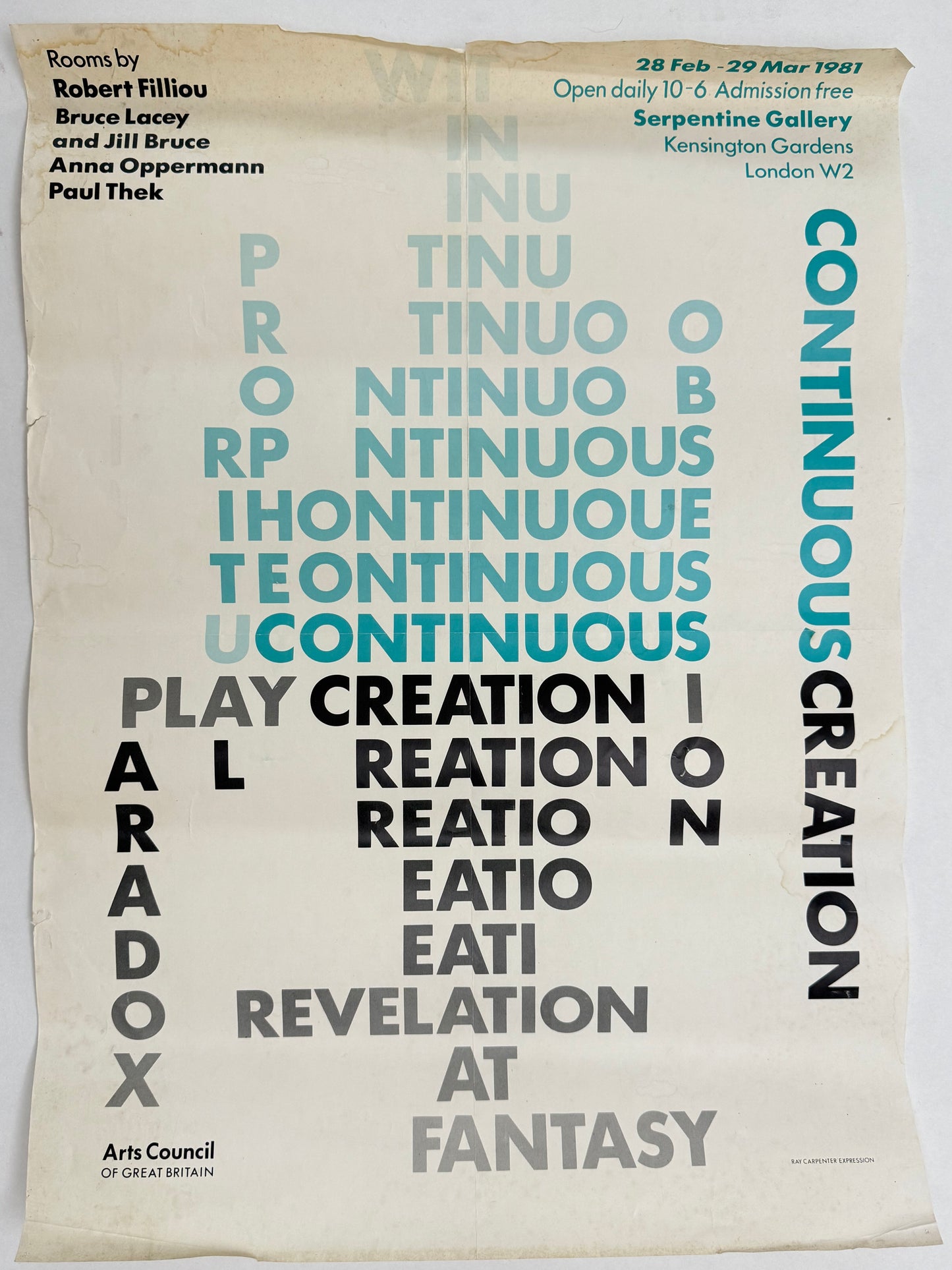 Continuous Creation, Serpentine Gallery 1981 | Art Poster