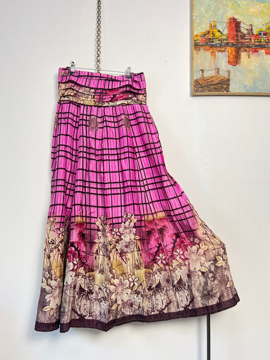 Vintage Saree Silk Pleated Skirt