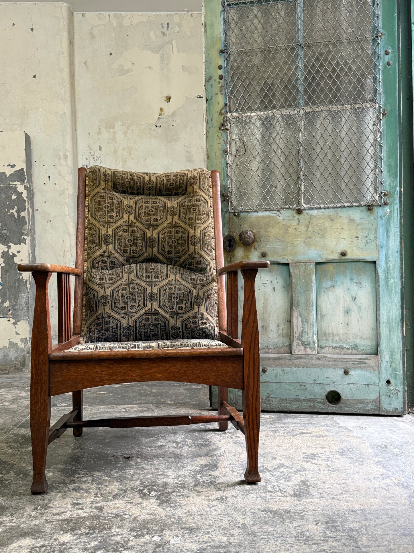 Arts and Crafts Oak Framed Armchair