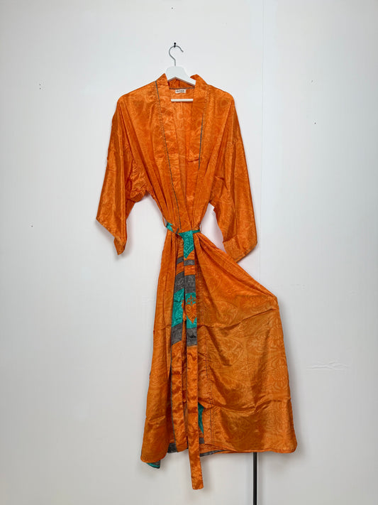 Vintage Saree Silk Kimono / Duster - Long