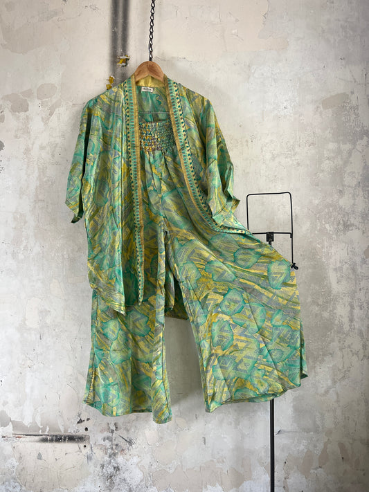 Vintage Saree Silk Trousers & Shirt Co-ordinated Set