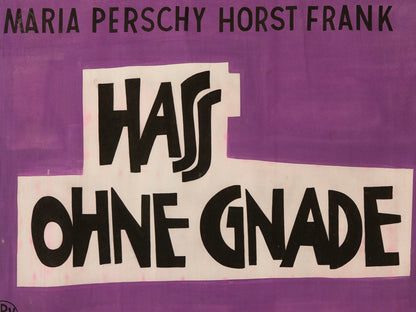 1960s German Hand Painted Cinema Banner - Hass Ohne Gnade