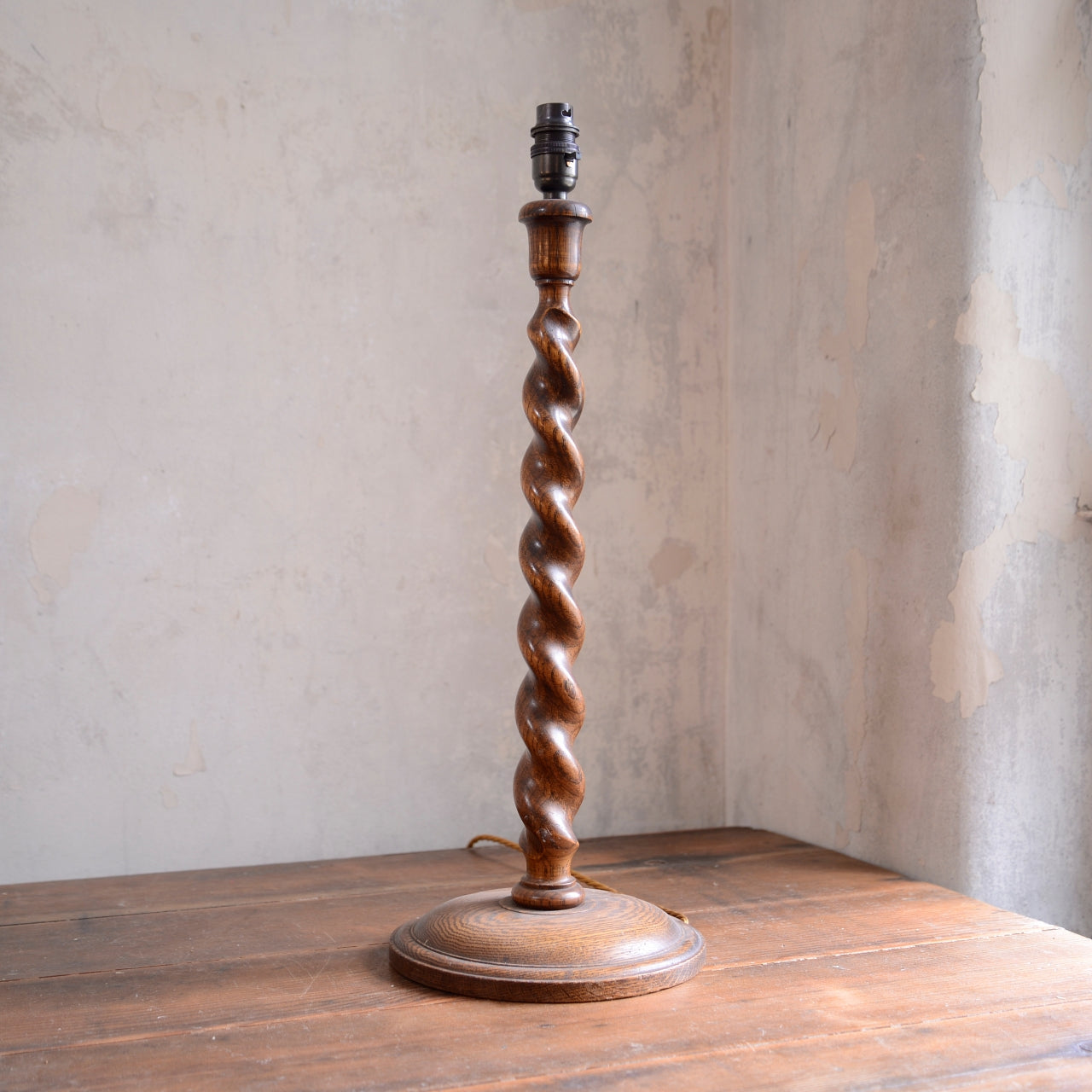 Tall Oak Barley Twist Table Lamp