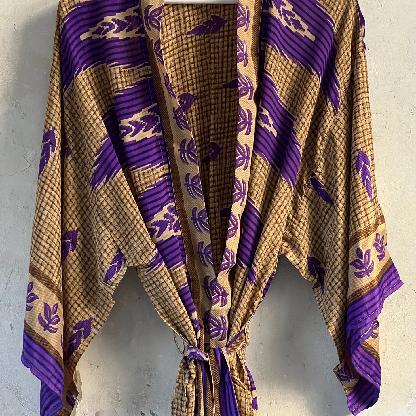 Vintage Saree Silk Kimono / Duster - Long