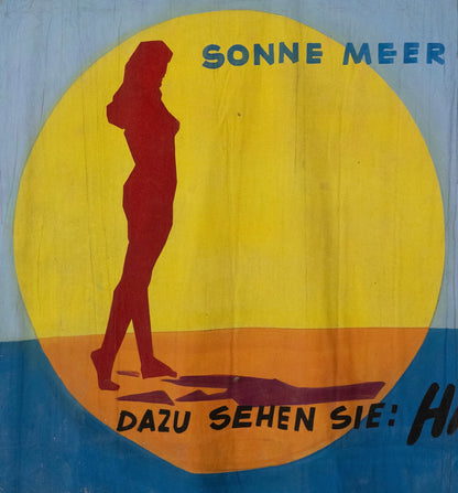 1960s German Hand Painted Cinema Banner - Sonnenfreuden am Mittelmeer