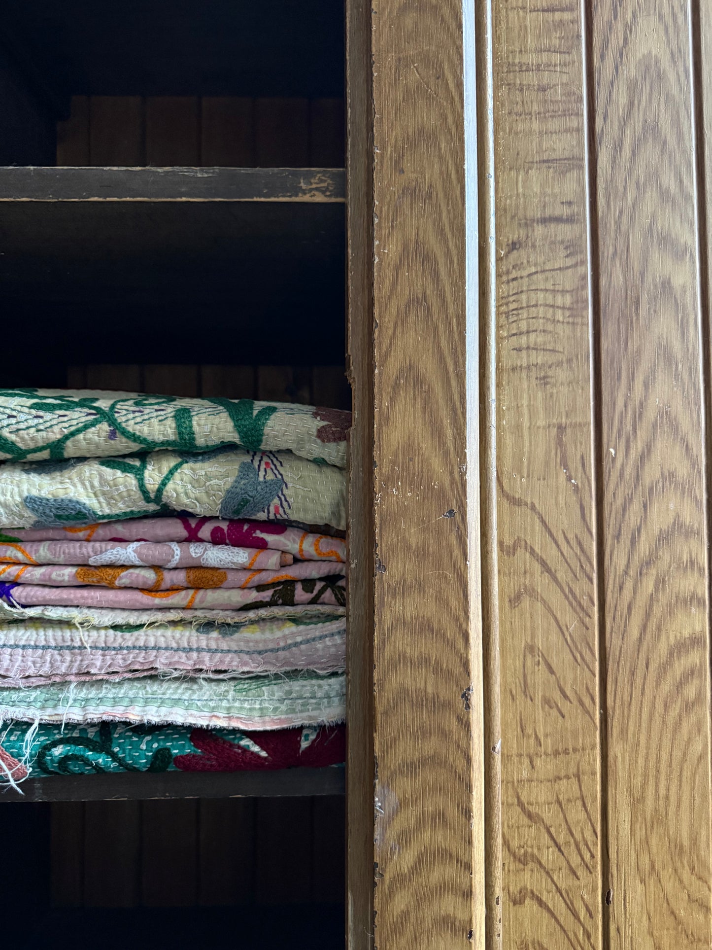 A 19thC Scottish Faux Oak Painted School Housekeepers Cupboard