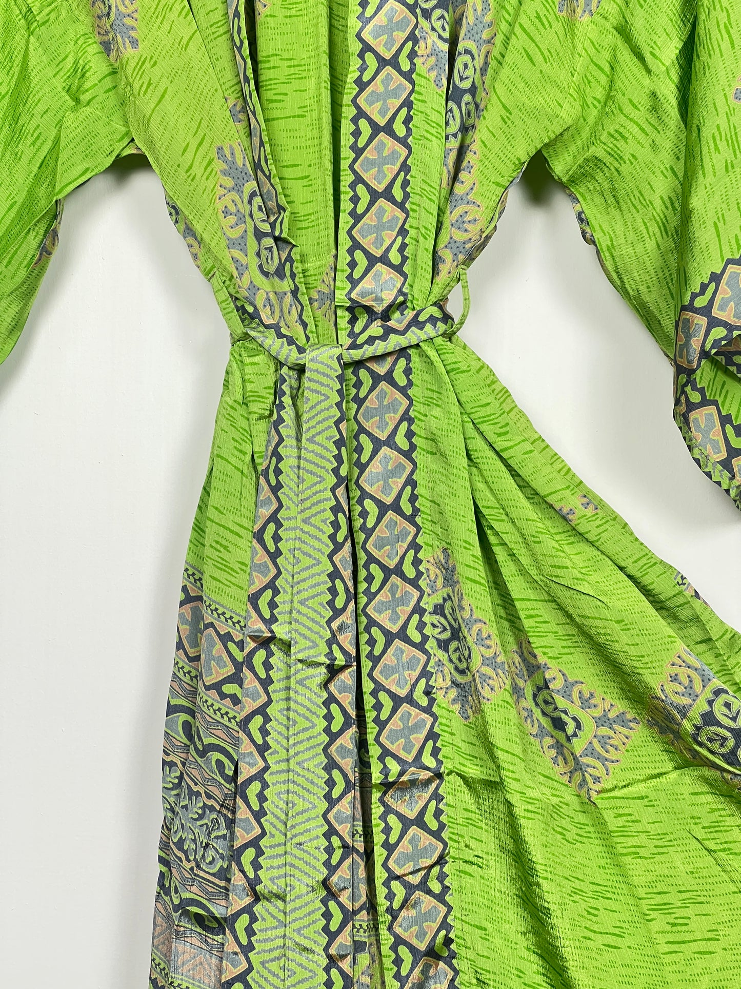 Vintage Saree Silk Kimono / Duster - Long - Wider Unisex Fit