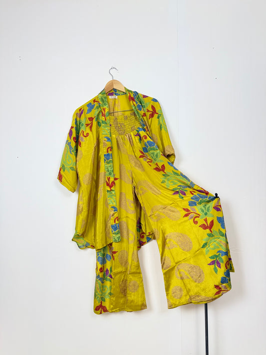 Vintage Saree Silk Trousers & Shirt Co-ordinated Set