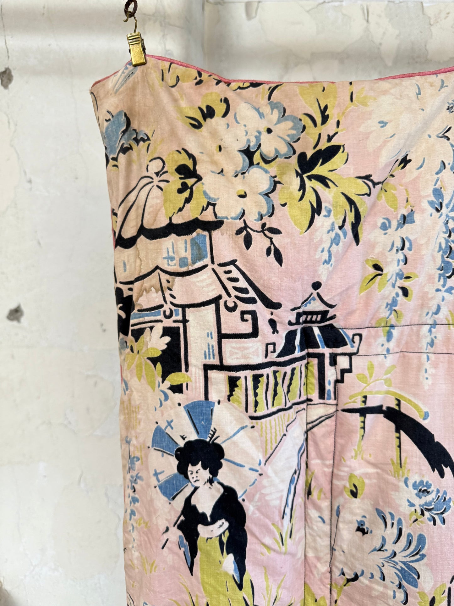 A 1930's Duck Feather Eiderdown - Rare Chinoiserie Pattern