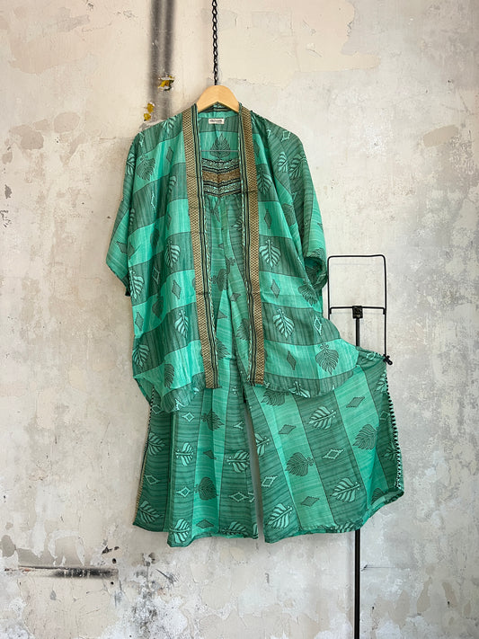 Vintage Saree Silk Trousers & Shirt Co-ordinated Set