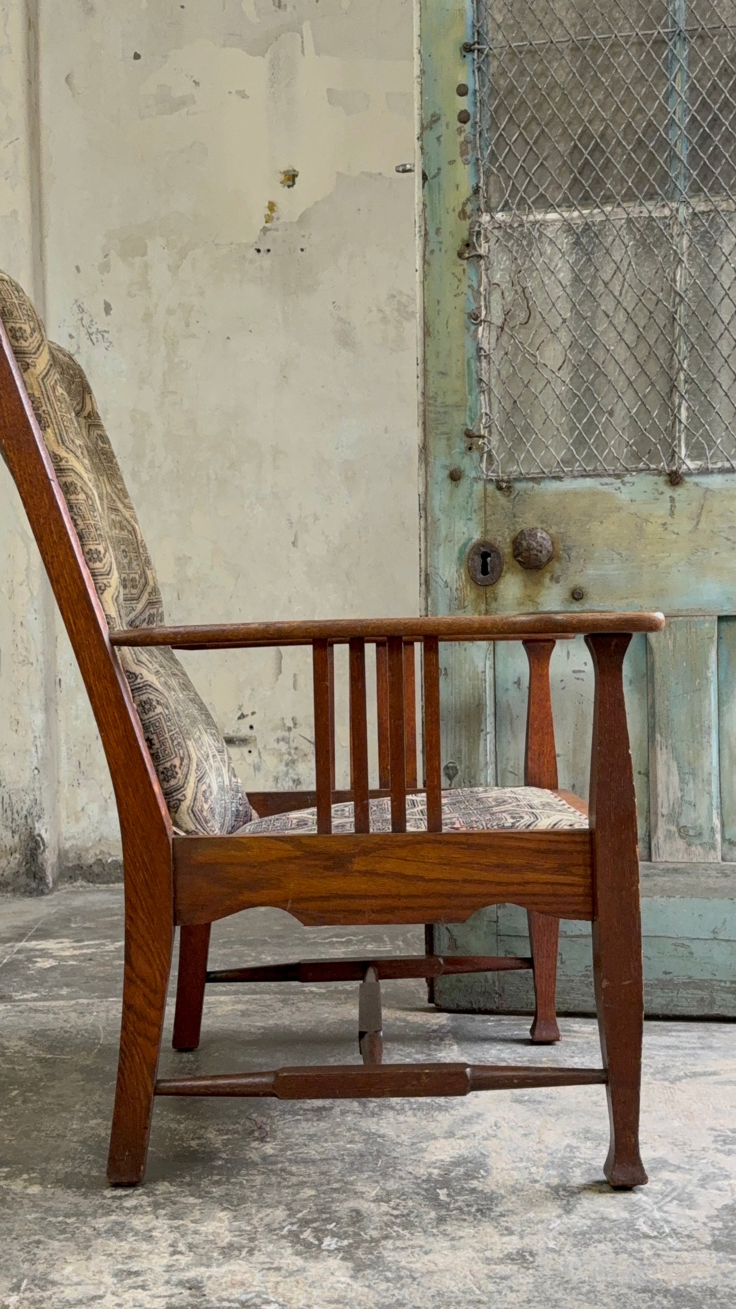 Arts and Crafts Oak Framed Armchair