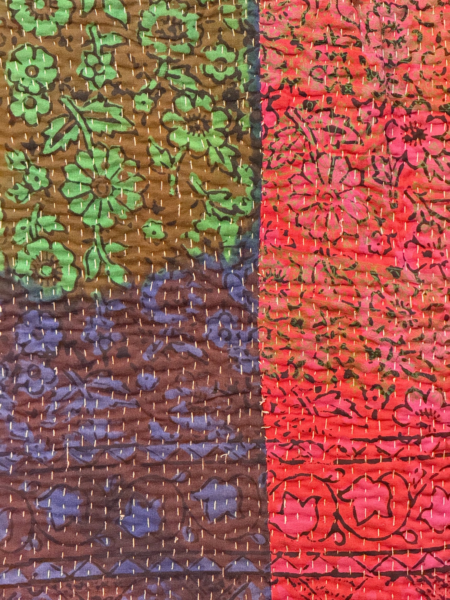 A Finestitch Kantha Quilt with Bagru over-print