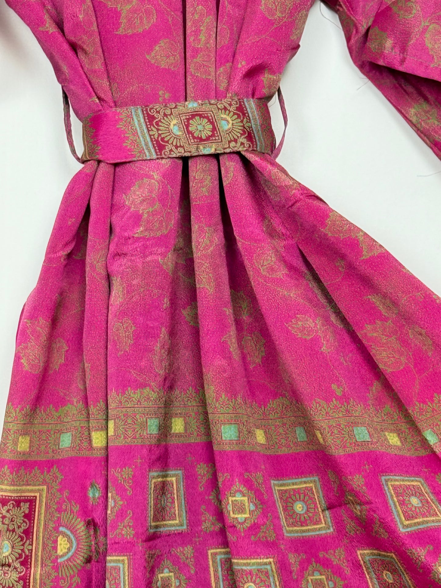 Vintage Saree Silk Kimono / Duster - Long