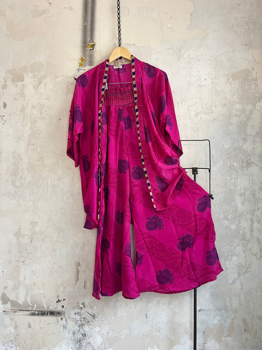 Vintage Saree Silk Trousers & Shirt Co-ordinated Set