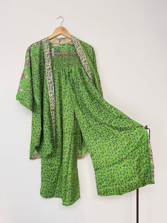 Vintage Saree Silk Trousers & Shirt Co-ordinated Set