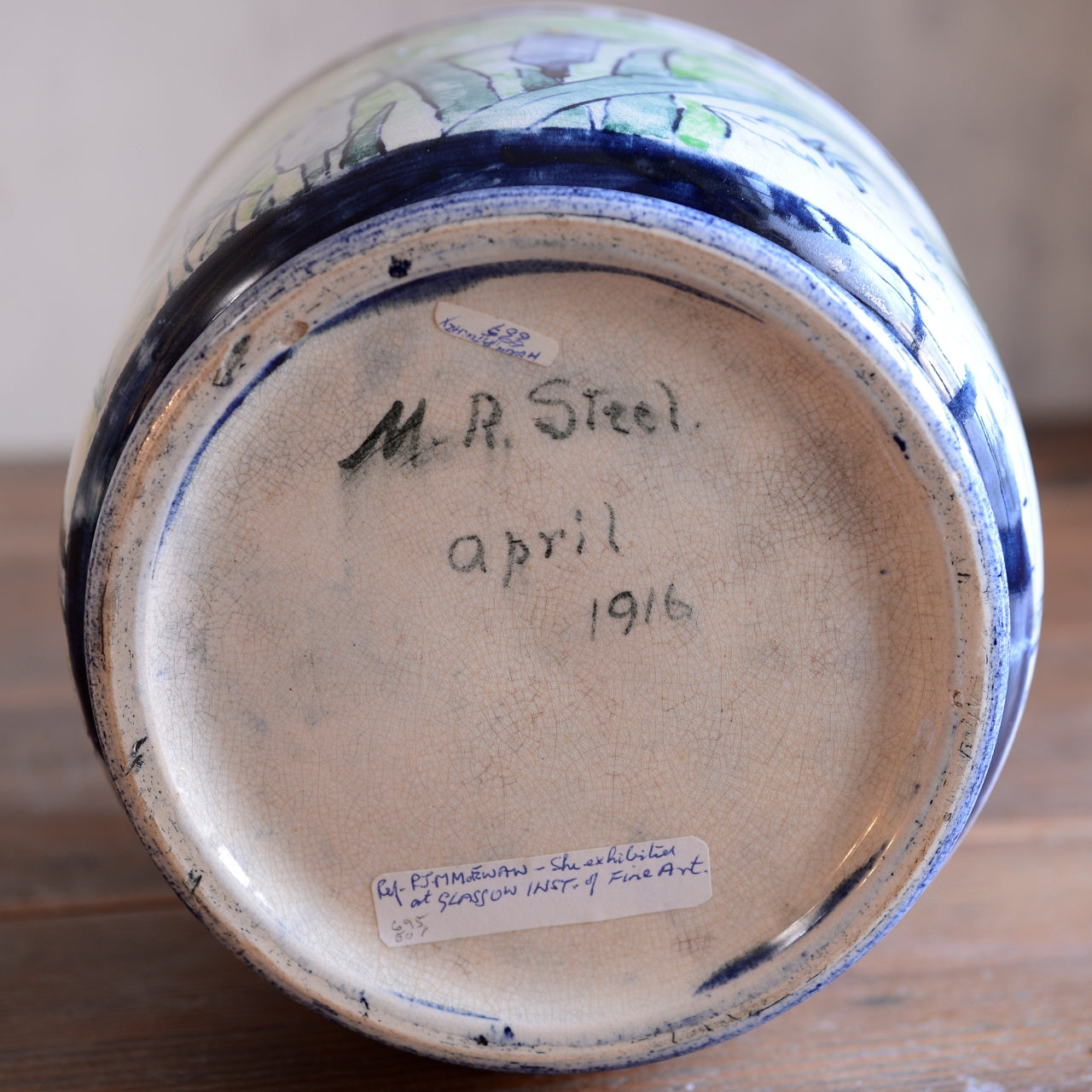 Scottish Pottery Jardiniere signed M.R. Steel c1916