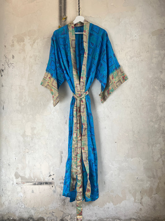 Vintage Saree Silk Kimono / Duster - Long