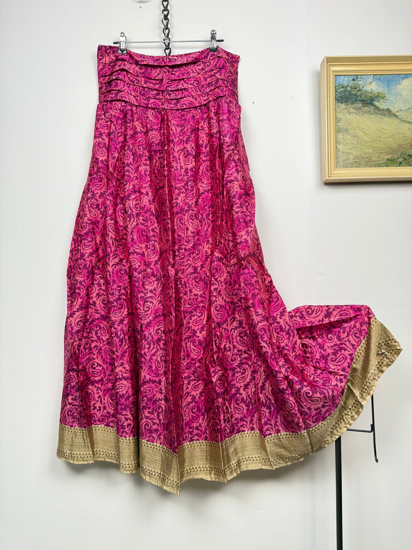 Vintage Saree Silk Pleated Skirt