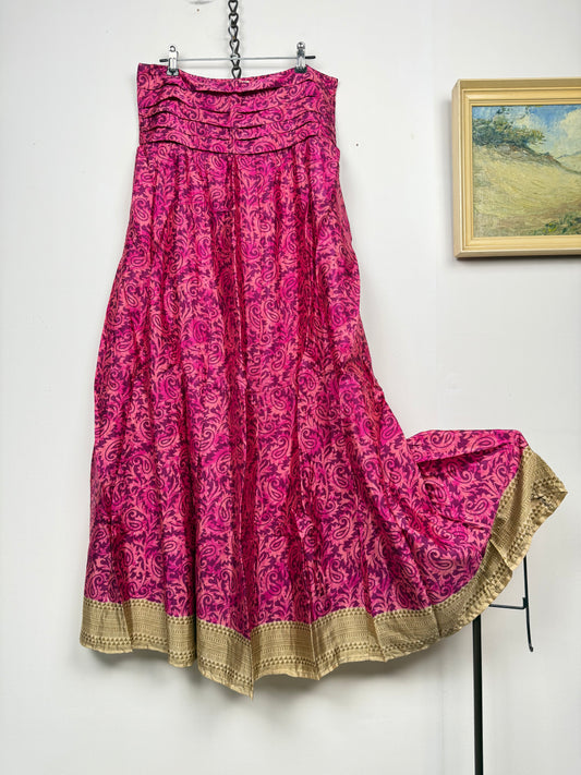 Vintage Saree Silk Pleated Skirt