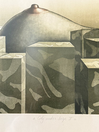Achilleas Droungas (1940–2015) | City Under Siege II | Original Signed Etching | 1973