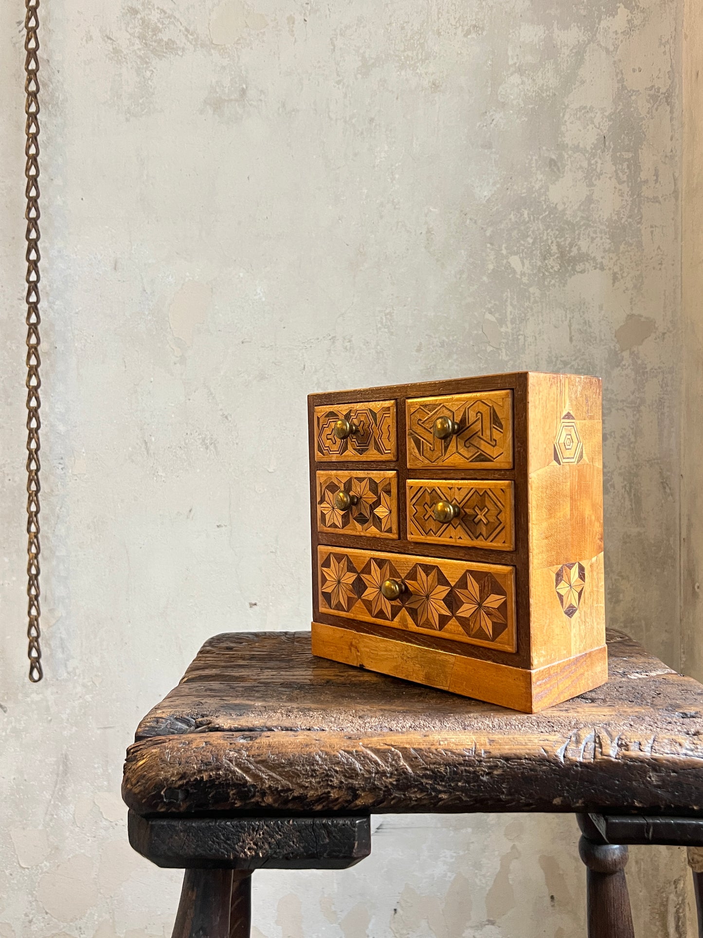 A Japanese Parquetry Specimen Table-top Miniature Chest