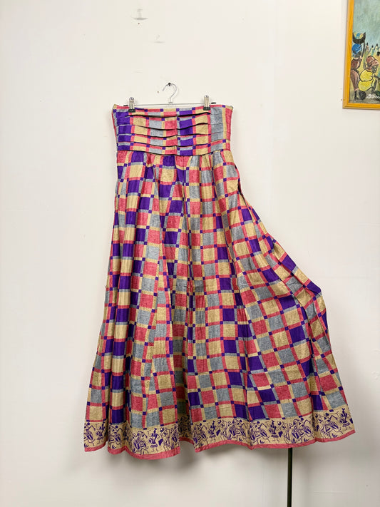 Vintage Saree Silk Pleated Skirt