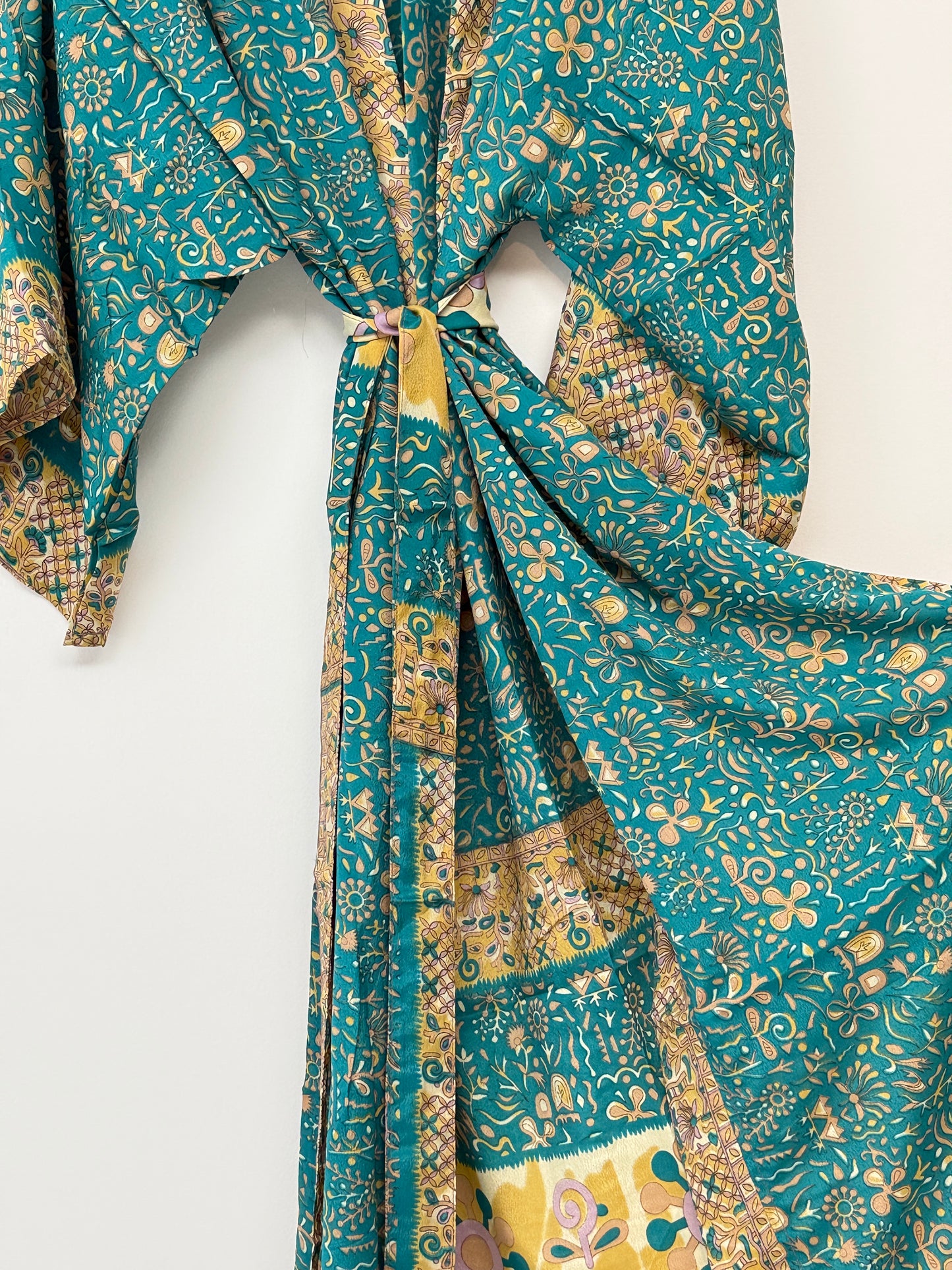 Vintage Saree Silk Kimono / Duster - Long