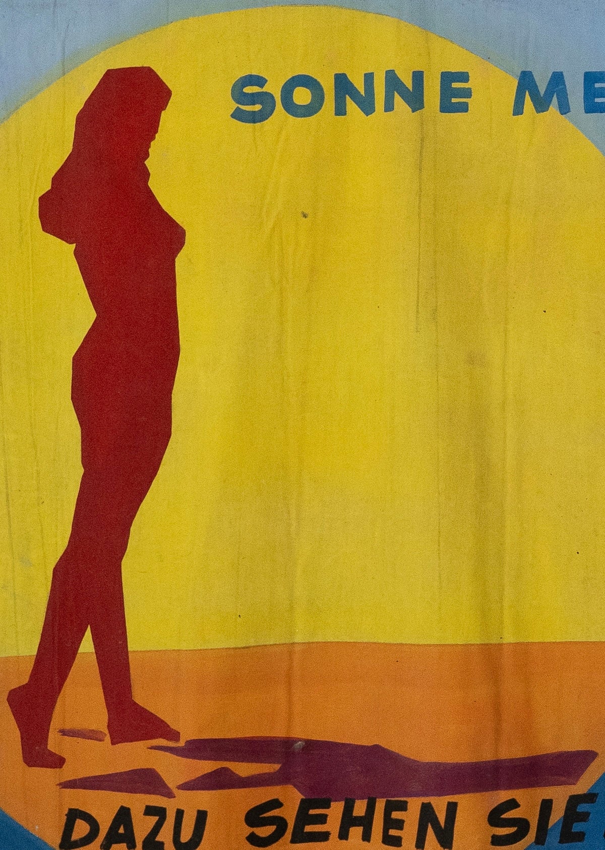 1960s German Hand Painted Cinema Banner - Sonnenfreuden am Mittelmeer